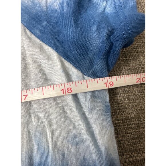 Tie-Dye Blue & White Rayon Spandex Short Sleeve Womens Shirt Top Size M - Picture 5 of 6